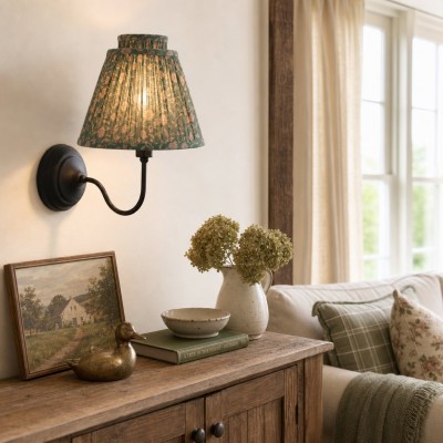 Fenwick Vintage Pleated Pattern Fabric Shade Wall Sconce