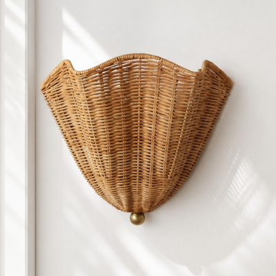 Finley Bohemian Woven Rattan Wall Sconce