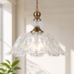 Yasmine Vintage Green Ribbed Glass Hanging Lamp