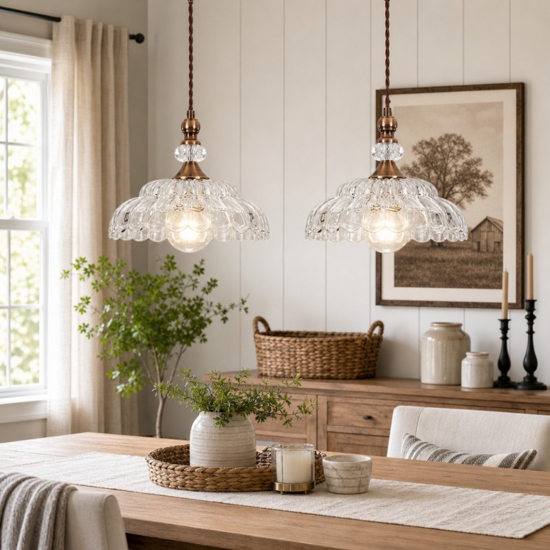 Vilkas Vintage Flower Shaped Glass Pendant Light