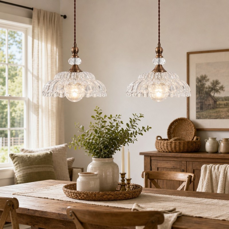 Vilkas Vintage Flower Shaped Glass Pendant Light