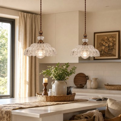 Vilkas Vintage Flower Shaped Glass Pendant Light