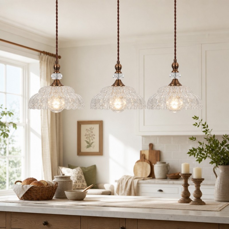 Vilkas Vintage Flower Shaped Glass Pendant Light