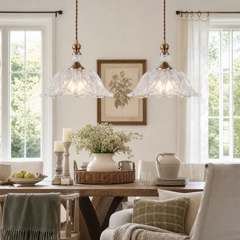 Vilkas Vintage Flower Shaped Glass Pendant Light