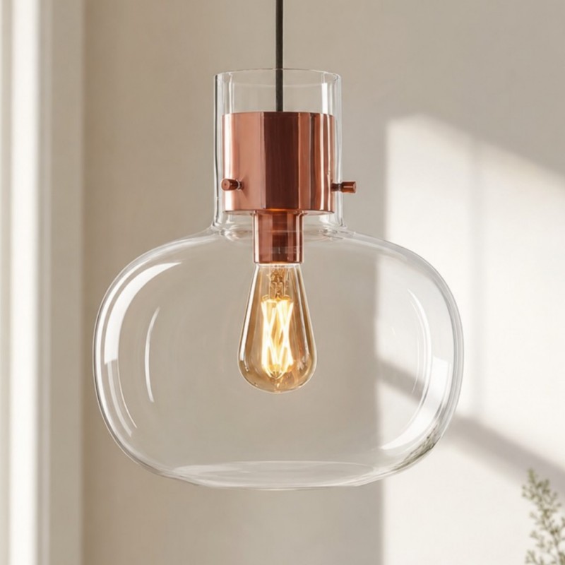 Dravon Minimalist Amber Glass Bottle Pendant Light