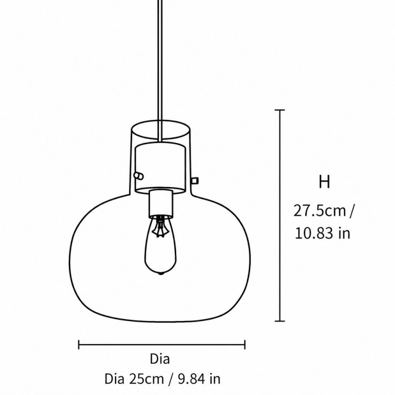 Dravon Minimalist Amber Glass Bottle Pendant Light