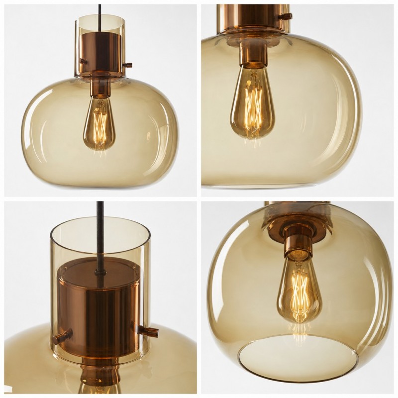 Dravon Minimalist Amber Glass Bottle Pendant Light
