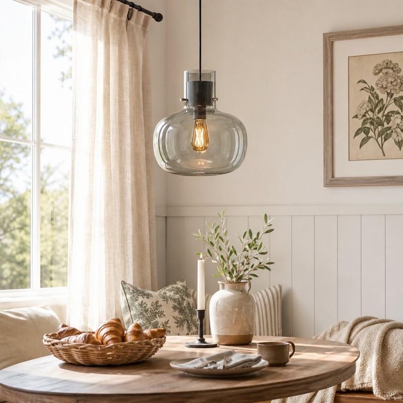 Dravon Minimalist Amber Glass Bottle Pendant Light