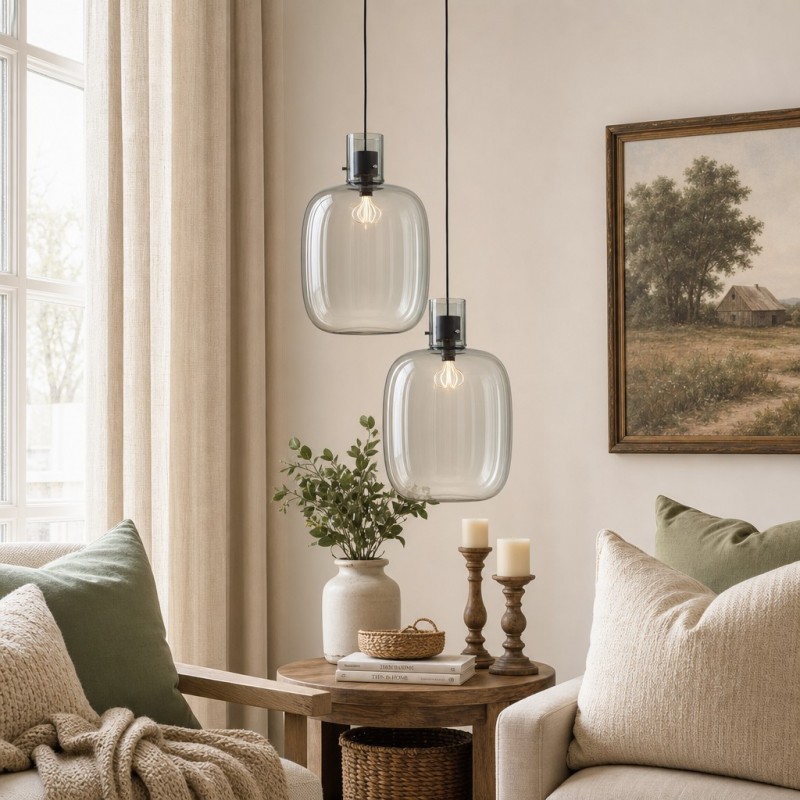 Dravon Minimalist Amber Glass Bottle Pendant Light