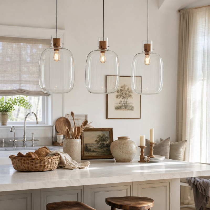 Dravon Minimalist Amber Glass Bottle Pendant Light