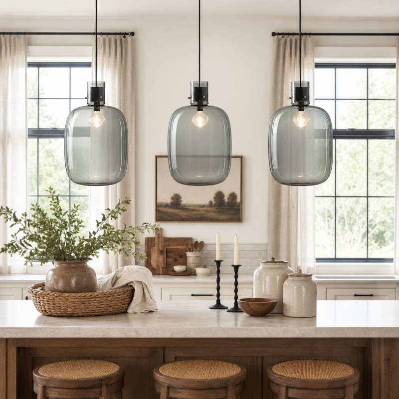 Dravon Minimalist Amber Glass Bottle Pendant Light