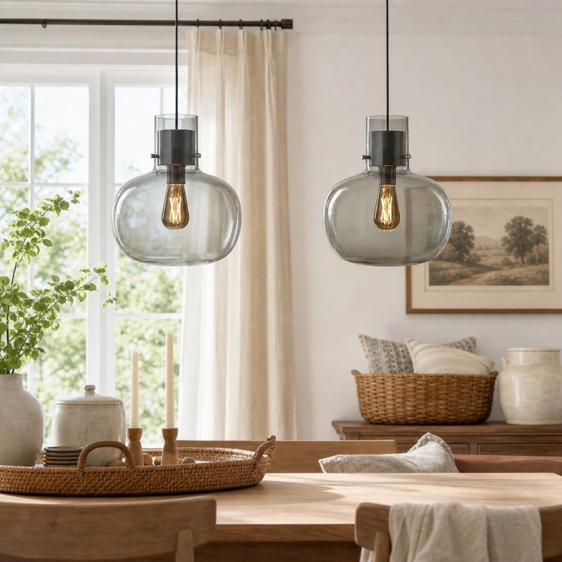 Dravon Minimalist Amber Glass Bottle Pendant Light