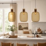 Dravon Minimalist Amber Glass Bottle Pendant Light