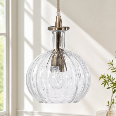 Billie Modern Ribbed Glass Carafe Pendant Light