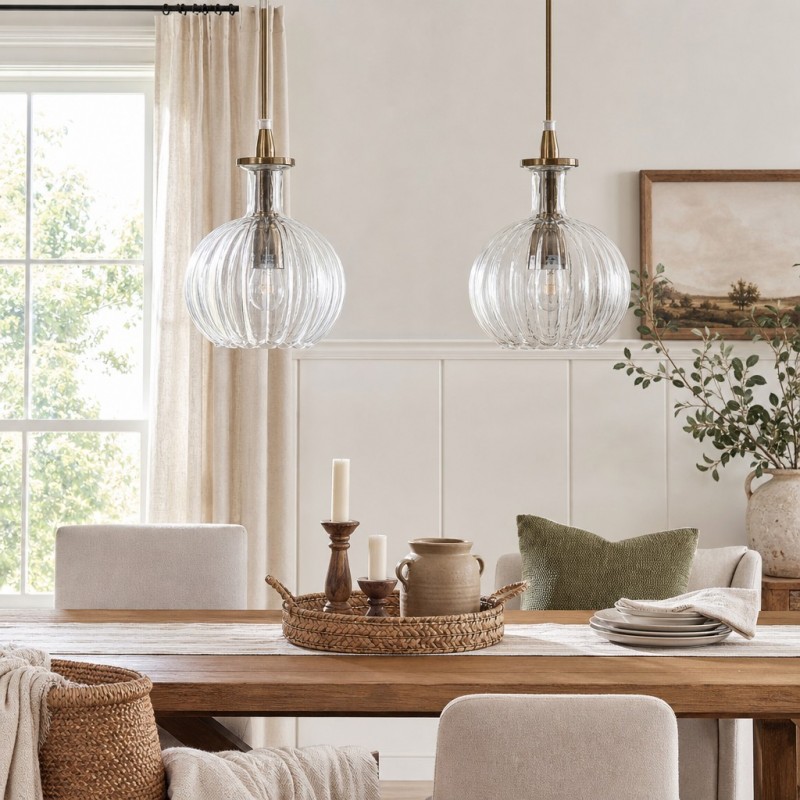 Billie Modern Ribbed Glass Carafe Pendant Light