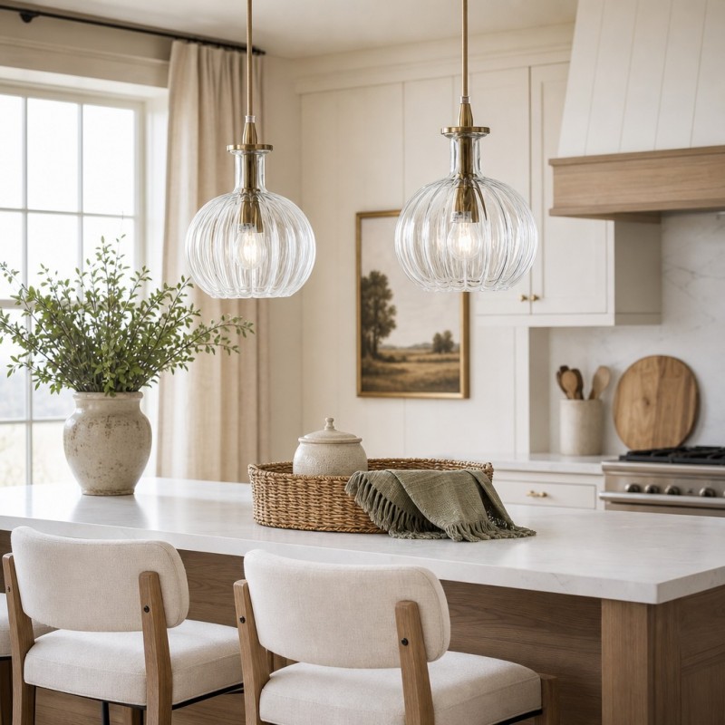 Billie Modern Ribbed Glass Carafe Pendant Light
