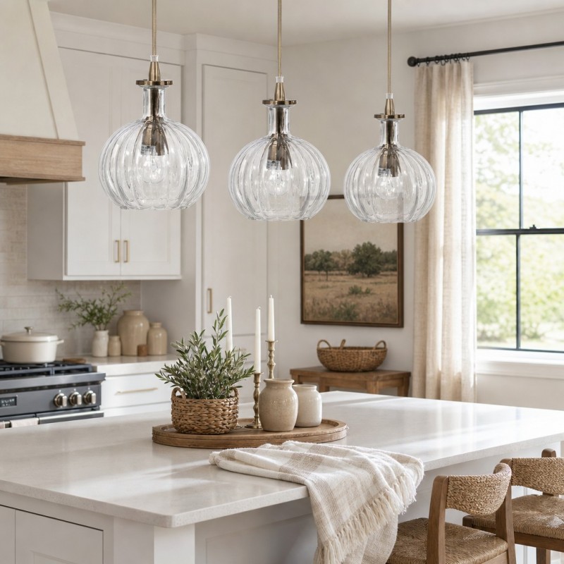 Billie Modern Ribbed Glass Carafe Pendant Light