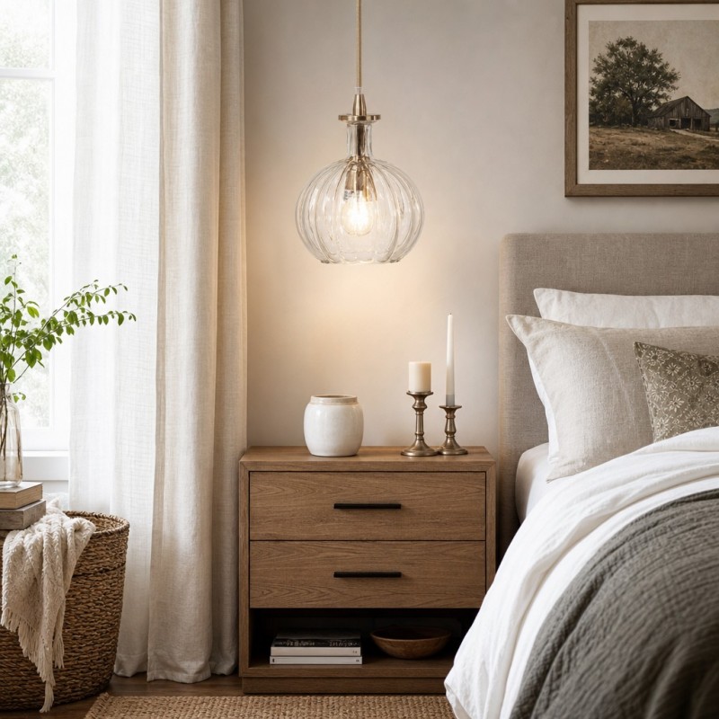Billie Modern Ribbed Glass Carafe Pendant Light
