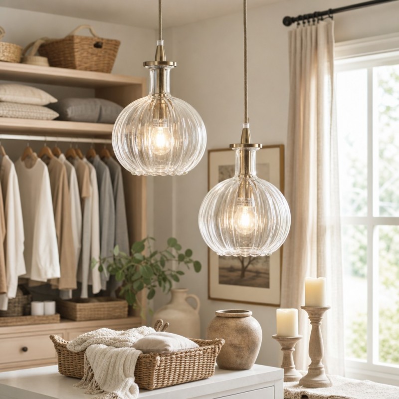 Billie Modern Ribbed Glass Carafe Pendant Light