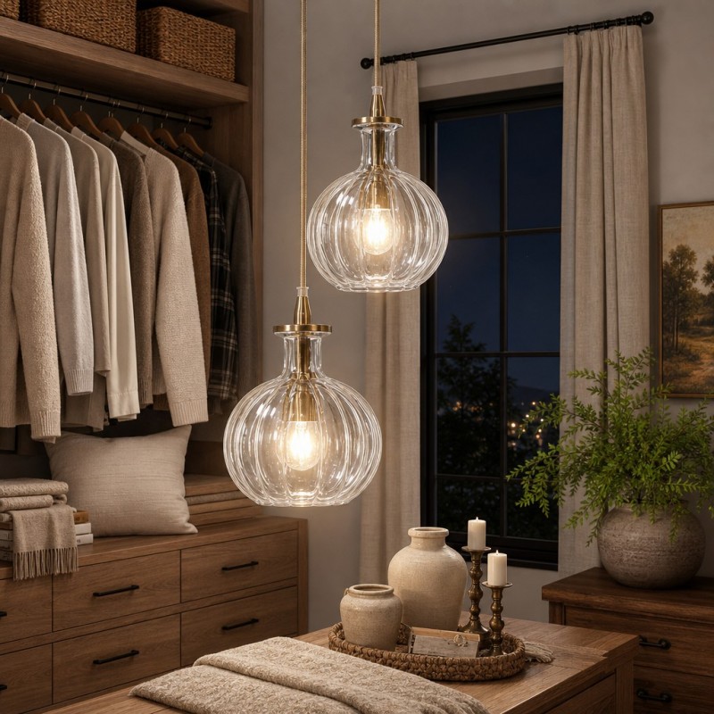 Billie Modern Ribbed Glass Carafe Pendant Light