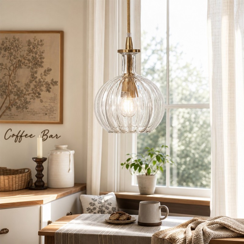 Billie Modern Ribbed Glass Carafe Pendant Light