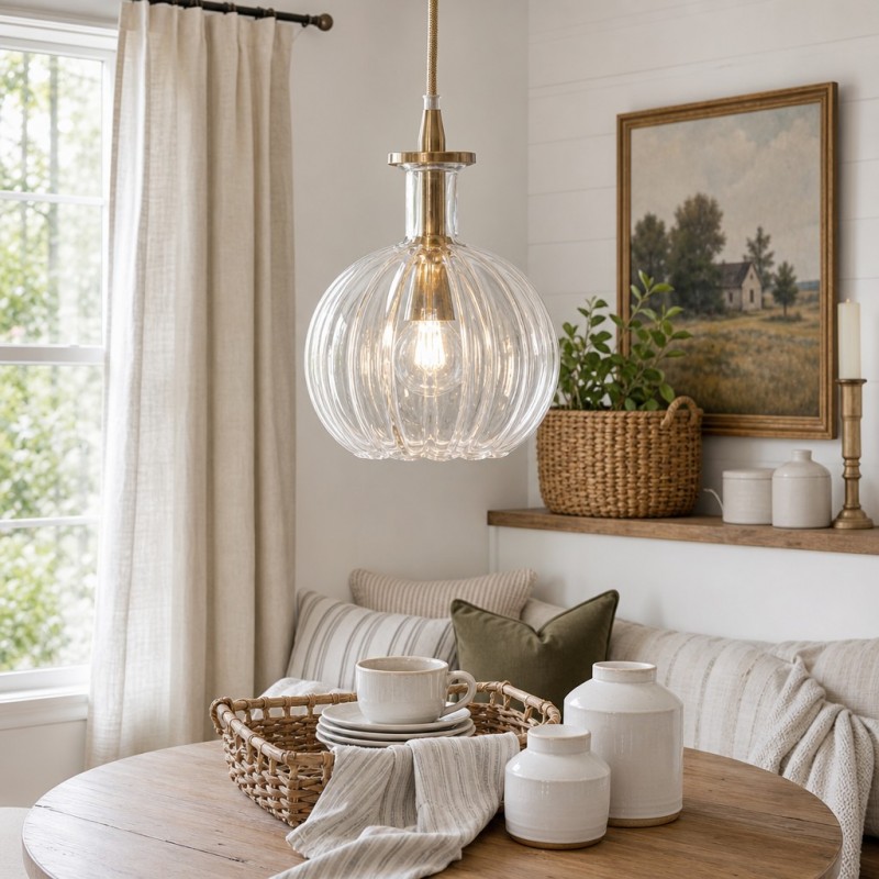 Billie Modern Ribbed Glass Carafe Pendant Light
