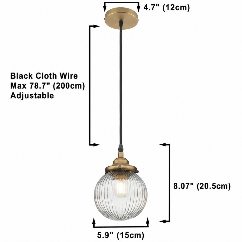 Meliora Rustic Ribbed Glass Globe Pendant Light