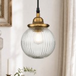 Jorvald Vintage Crystal Dome Brass Pendant Light
