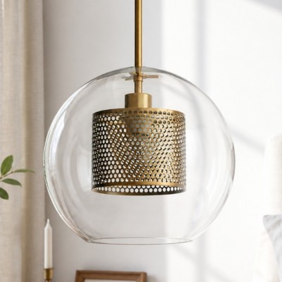 Linc Contemporary Globe Clear Glass Metal Pendant Light
