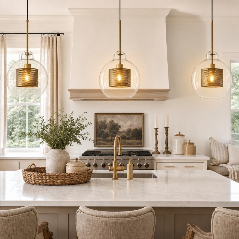 Linc Contemporary Globe Clear Glass Metal Pendant Light