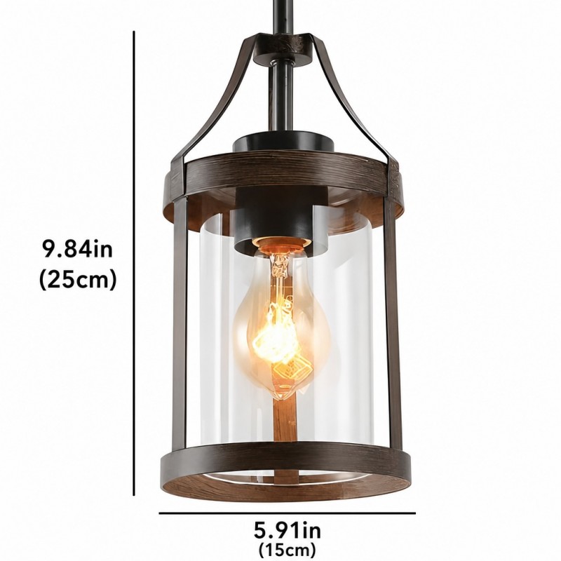 Brilliante Industrial Retro Rust Cylinder Seeded Glass Pendant Light