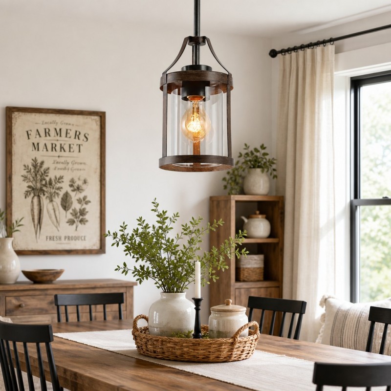 Brilliante Industrial Retro Rust Cylinder Seeded Glass Pendant Light