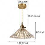 Fyron Retro Clear Brass Glass Pleated Pendant Light