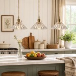 Fyron Retro Clear Brass Glass Pleated Pendant Light
