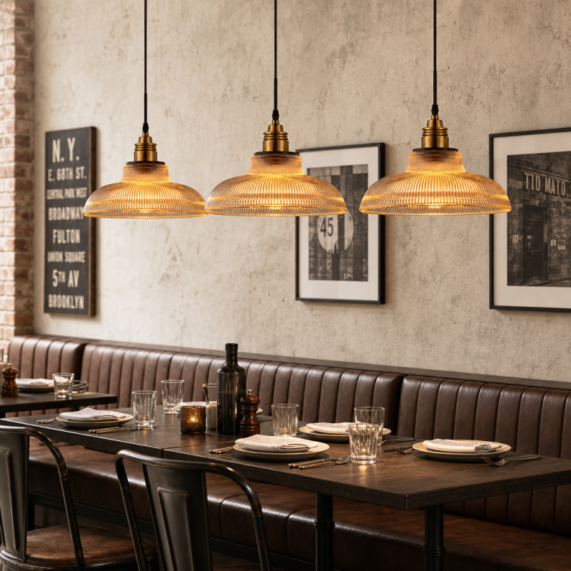 Aevia Vintage Transparent Striped Glass Pendant Light