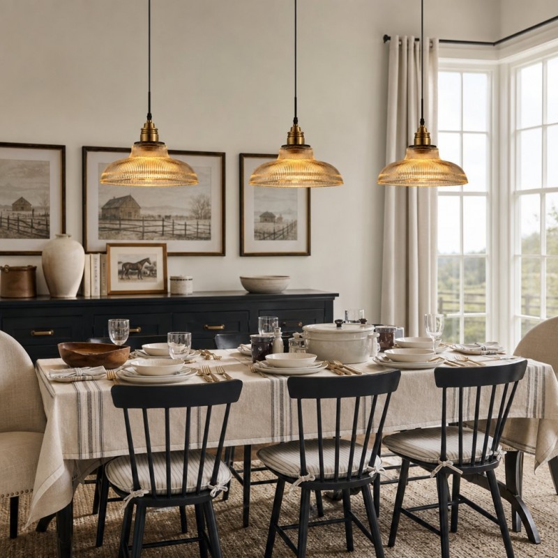 Aevia Vintage Transparent Striped Glass Pendant Light