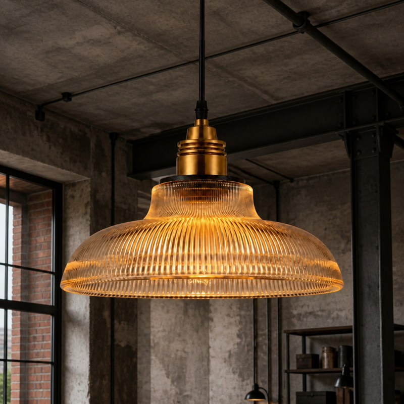 Aevia Vintage Transparent Striped Glass Pendant Light