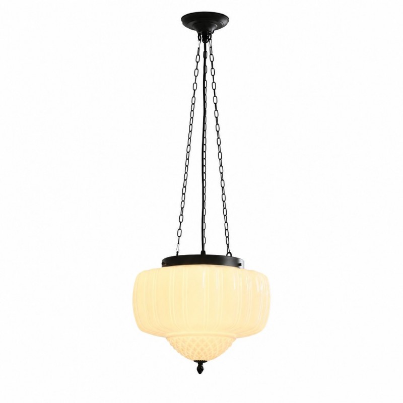 Draxor White Milk Glass Pumpkin Pendant Light