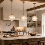 Hana Farmhouse Ribbed Glass Globe Pendant Light
