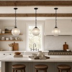 Hana Farmhouse Ribbed Glass Globe Pendant Light