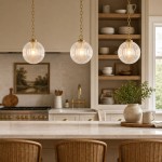 Hana Farmhouse Ribbed Glass Globe Pendant Light