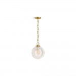 Hana Farmhouse Ribbed Glass Globe Pendant Light