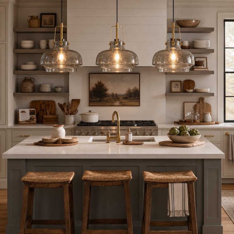 Mynorix Transparent Bowl Shaped Glass Pendant Light