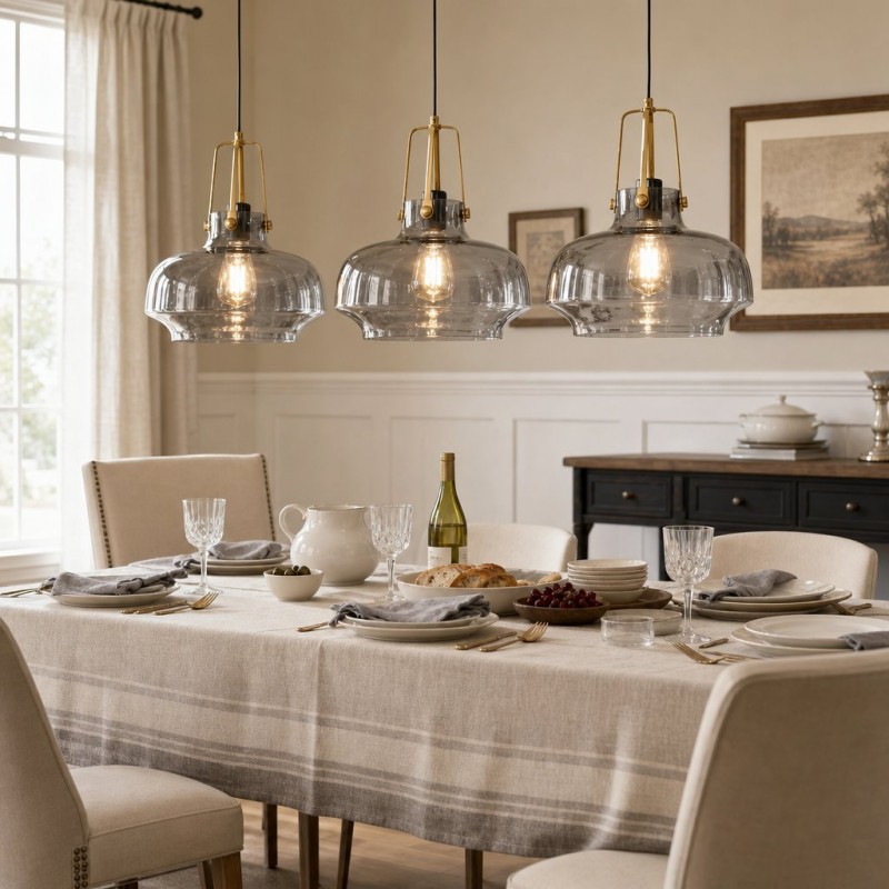 Mynorix Transparent Bowl Shaped Glass Pendant Light