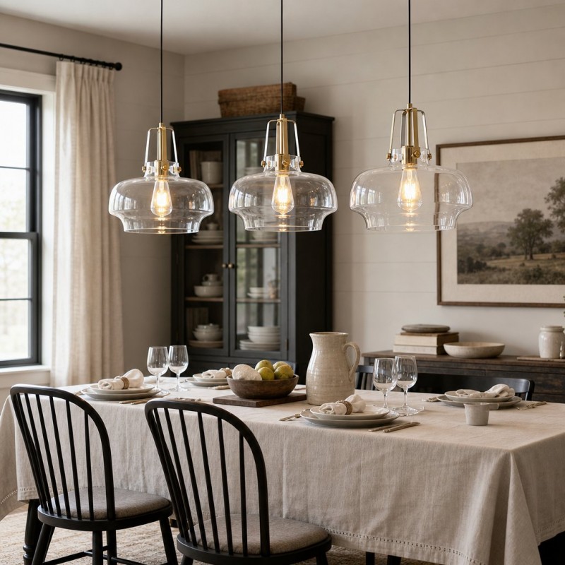 Mynorix Transparent Bowl Shaped Glass Pendant Light