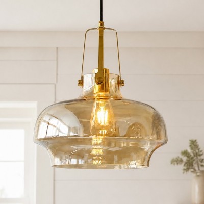 Mynorix Transparent Bowl Shaped Glass Pendant Light