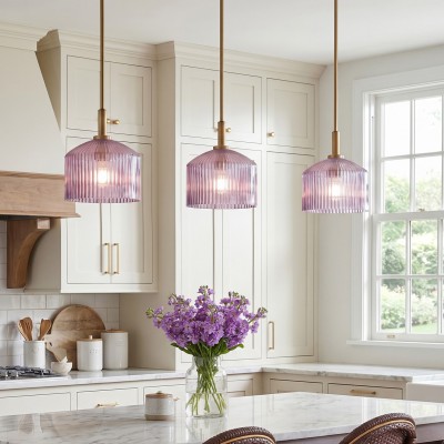 Hesper Farmhouse Ribbed Glass Pendant Light