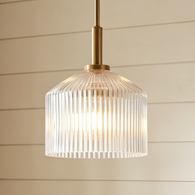 Hesper Farmhouse Ribbed Glass Pendant Light