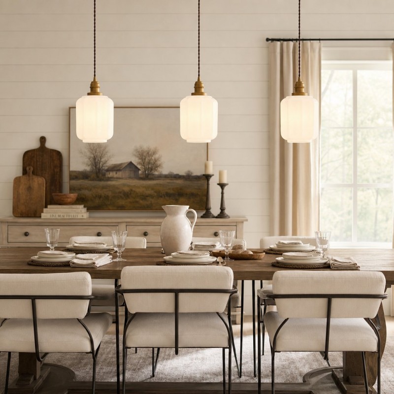 Balthazar Japanese Lantern White Glass Pendant Light