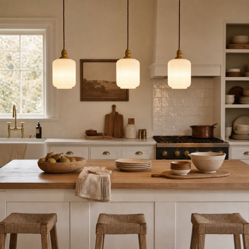 Balthazar Japanese Lantern White Glass Pendant Light